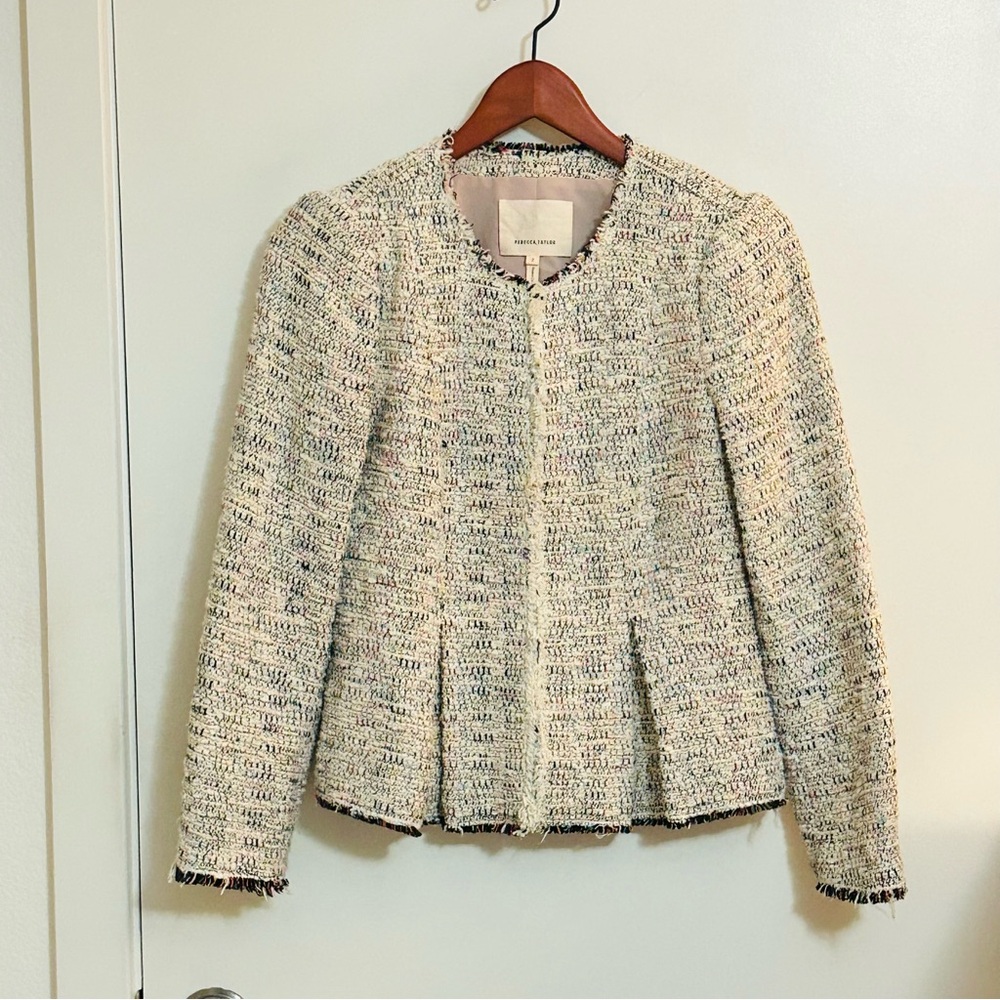 Rebecca Taylor Rainbow Tweed Jacket with Metallic Threads Jacket SZ: 2
